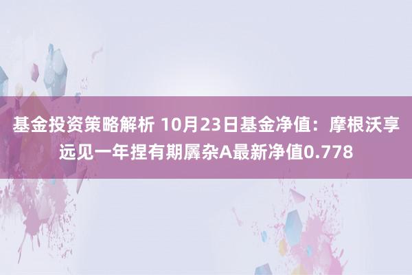 基金投资策略解析 10月23日基金净值：摩根沃享远见一年捏有期羼杂A最新净值0.778