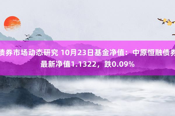 债券市场动态研究 10月23日基金净值：中原恒融债券最新净值1.1322，跌0.09%