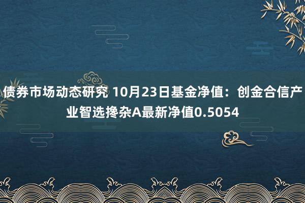 债券市场动态研究 10月23日基金净值：创金合信产业智选搀杂A最新净值0.5054