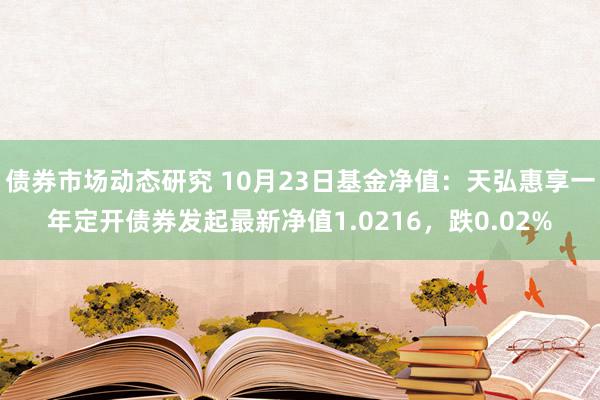 债券市场动态研究 10月23日基金净值：天弘惠享一年定开债券发起最新净值1.0216，跌0.02%