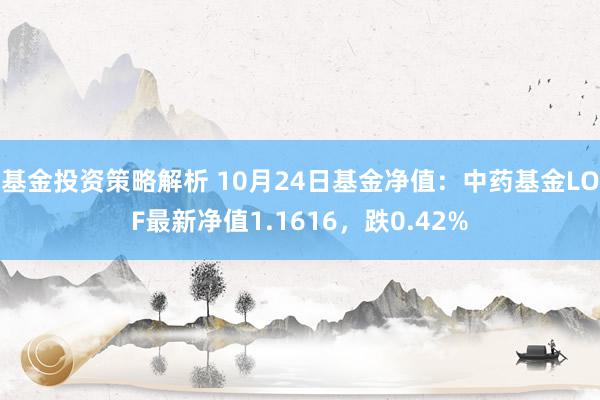 基金投资策略解析 10月24日基金净值：中药基金LOF最新净值1.1616，跌0.42%