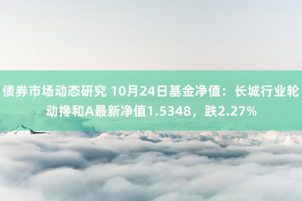 债券市场动态研究 10月24日基金净值：长城行业轮动搀和A最新净值1.5348，跌2.27%