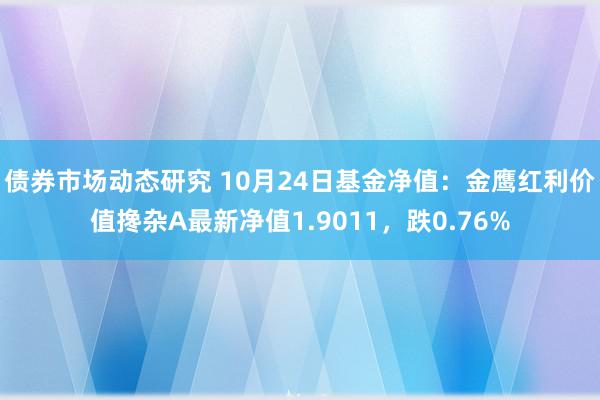 债券市场动态研究 10月24日基金净值：金鹰红利价值搀杂A最新净值1.9011，跌0.76%