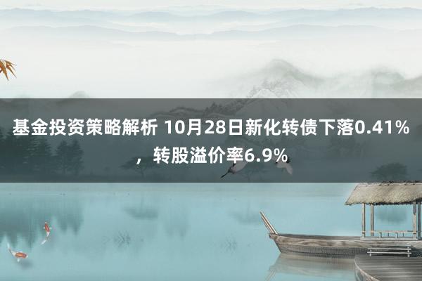 基金投资策略解析 10月28日新化转债下落0.41%，转股溢价率6.9%