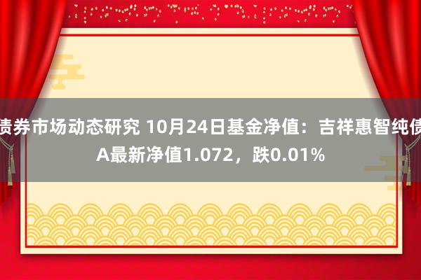 债券市场动态研究 10月24日基金净值：吉祥惠智纯债A最新净值1.072，跌0.01%