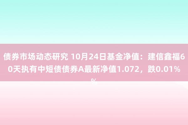 债券市场动态研究 10月24日基金净值：建信鑫福60天执有中短债债券A最新净值1.072，跌0.01%