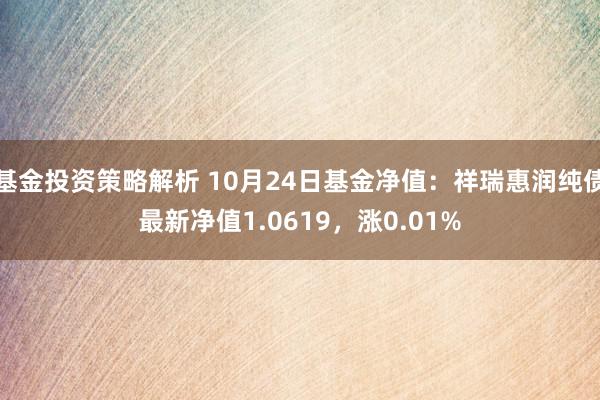 基金投资策略解析 10月24日基金净值：祥瑞惠润纯债最新净值1.0619，涨0.01%