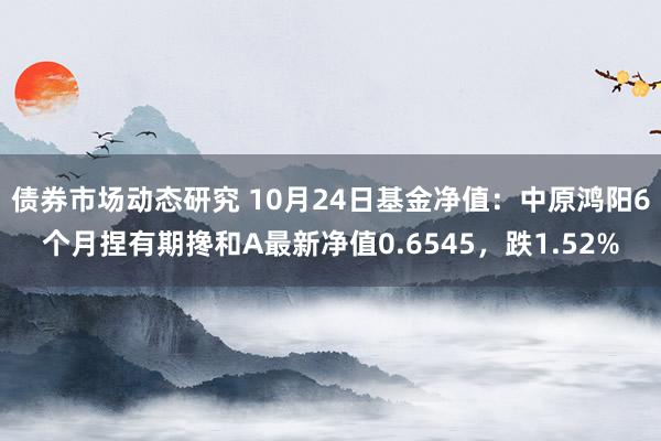 债券市场动态研究 10月24日基金净值：中原鸿阳6个月捏有期搀和A最新净值0.6545，跌1.52%