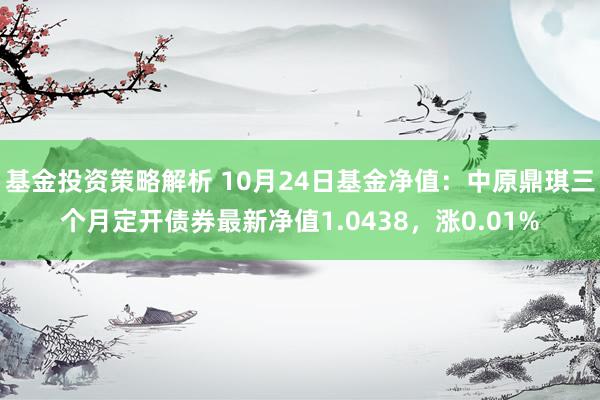 基金投资策略解析 10月24日基金净值：中原鼎琪三个月定开债券最新净值1.0438，涨0.01%