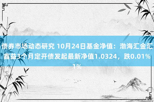 债券市场动态研究 10月24日基金净值：渤海汇金汇鑫益3个月定开债发起最新净值1.0324，跌0.01%