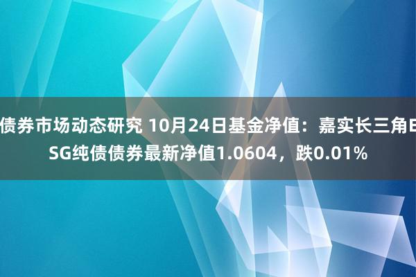 债券市场动态研究 10月24日基金净值：嘉实长三角ESG纯债债券最新净值1.0604，跌0.01%