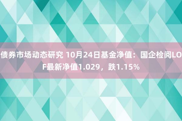 债券市场动态研究 10月24日基金净值：国企检阅LOF最新净值1.029，跌1.15%