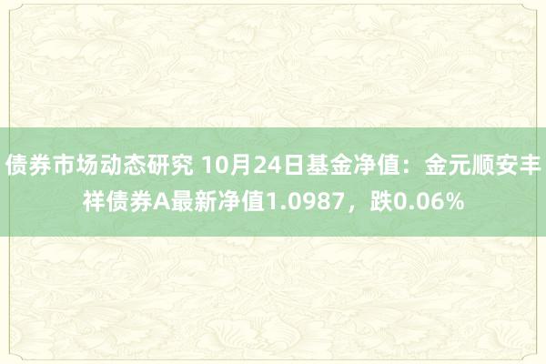 债券市场动态研究 10月24日基金净值：金元顺安丰祥债券A最新净值1.0987，跌0.06%