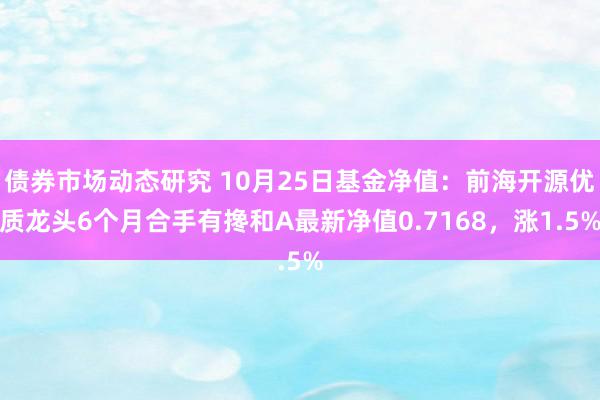 债券市场动态研究 10月25日基金净值：前海开源优质龙头6个月合手有搀和A最新净值0.7168，涨1.5%