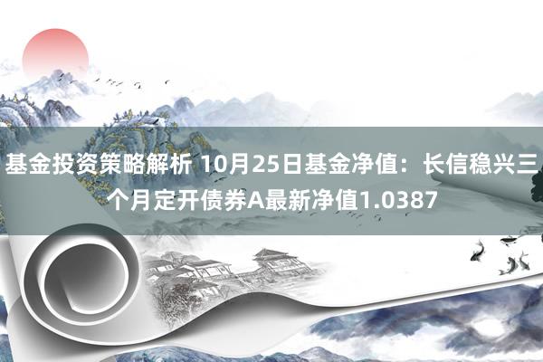 基金投资策略解析 10月25日基金净值：长信稳兴三个月定开债券A最新净值1.0387