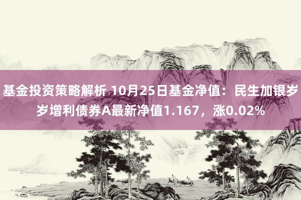 基金投资策略解析 10月25日基金净值：民生加银岁岁增利债券A最新净值1.167，涨0.02%