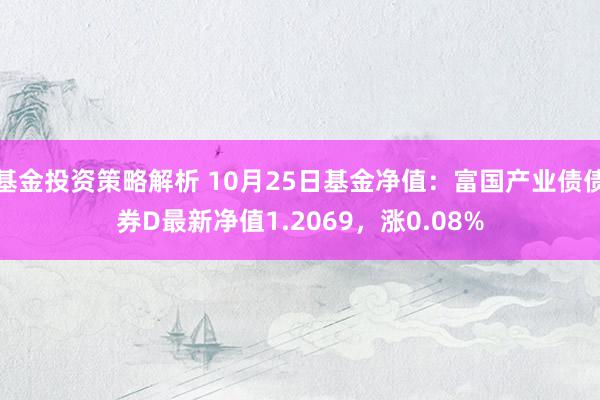 基金投资策略解析 10月25日基金净值：富国产业债债券D最新净值1.2069，涨0.08%