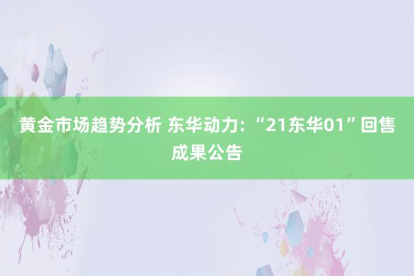 黄金市场趋势分析 东华动力: “21东华01”回售成果公告