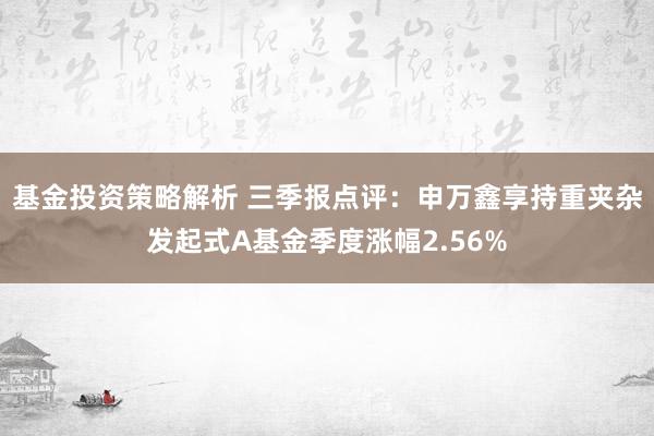 基金投资策略解析 三季报点评：申万鑫享持重夹杂发起式A基金季度涨幅2.56%