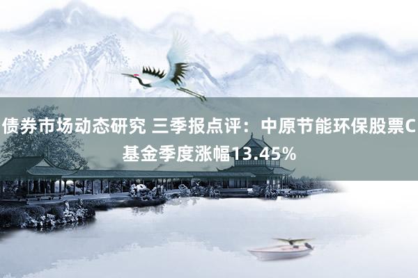 债券市场动态研究 三季报点评：中原节能环保股票C基金季度涨幅13.45%