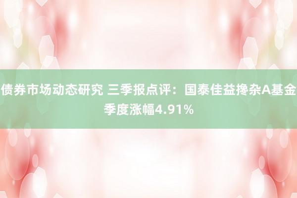 债券市场动态研究 三季报点评：国泰佳益搀杂A基金季度涨幅4.91%