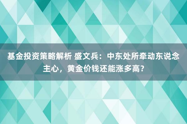 基金投资策略解析 盛文兵：中东处所牵动东说念主心，黄金价钱还能涨多高？