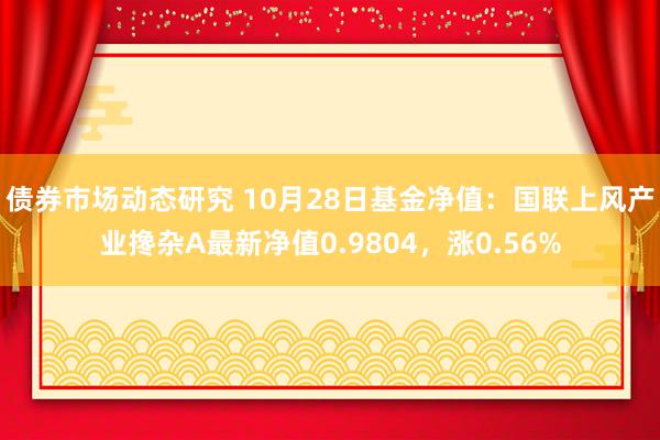 债券市场动态研究 10月28日基金净值：国联上风产业搀杂A最新净值0.9804，涨0.56%