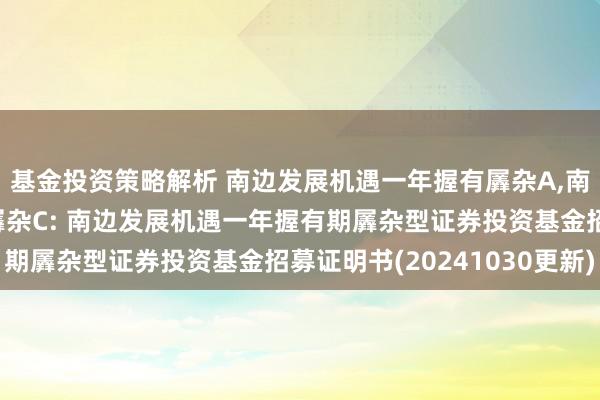 基金投资策略解析 南边发展机遇一年握有羼杂A,南边发展机遇一年握有羼杂C: 南边发展机遇一年握有期羼杂型证券投资基金招募证明书(20241030更新)