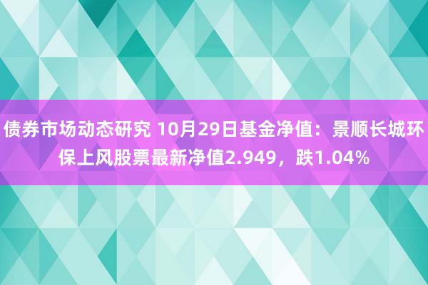 债券市场动态研究 10月29日基金净值：景顺长城环保上风股票最新净值2.949，跌1.04%