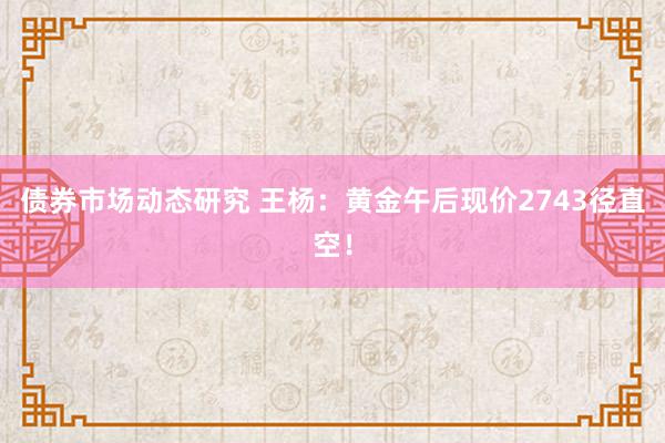 债券市场动态研究 王杨：黄金午后现价2743径直空！