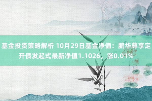 基金投资策略解析 10月29日基金净值：鹏华尊享定开债发起式最新净值1.1026，涨0.01%