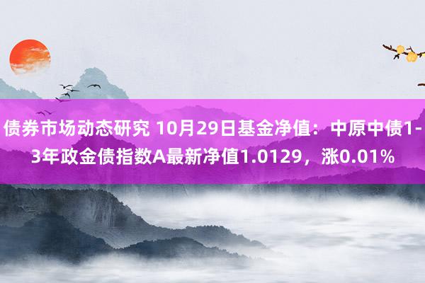 债券市场动态研究 10月29日基金净值：中原中债1-3年政金债指数A最新净值1.0129，涨0.01%