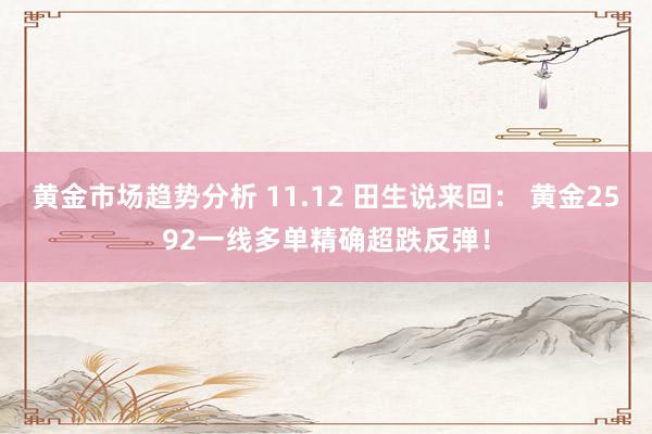 黄金市场趋势分析 11.12 田生说来回： 黄金2592一线多单精确超跌反弹！