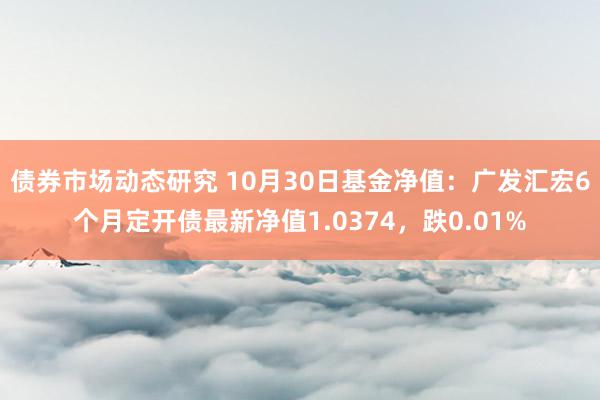 债券市场动态研究 10月30日基金净值：广发汇宏6个月定开债最新净值1.0374，跌0.01%