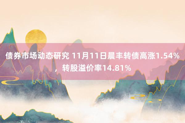 债券市场动态研究 11月11日晨丰转债高涨1.54%，转股溢价率14.81%