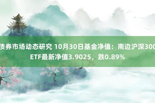 债券市场动态研究 10月30日基金净值：南边沪深300ETF最新净值3.9025，跌0.89%