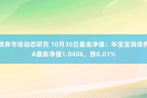 债券市场动态研究 10月30日基金净值：华宝宝润债券A最新净值1.0406，跌0.01%