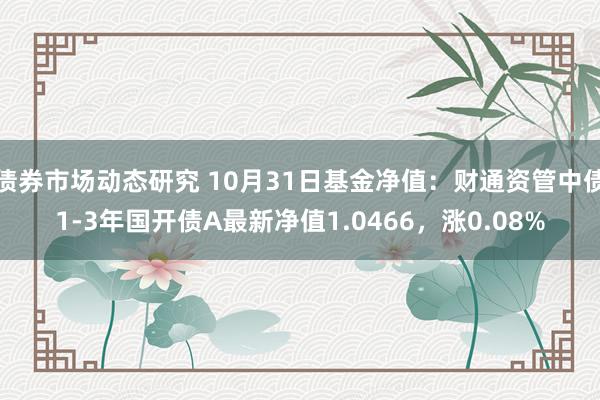 债券市场动态研究 10月31日基金净值：财通资管中债1-3年国开债A最新净值1.0466，涨0.08%