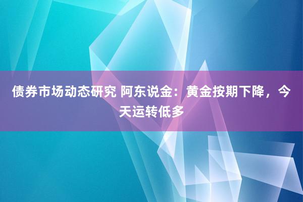 债券市场动态研究 阿东说金：黄金按期下降，今天运转低多