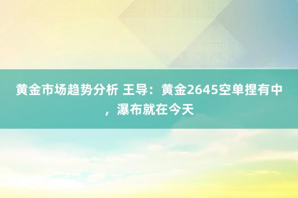 黄金市场趋势分析 王导：黄金2645空单捏有中，瀑布就在今天