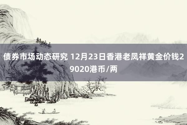 债券市场动态研究 12月23日香港老凤祥黄金价钱29020港币/两