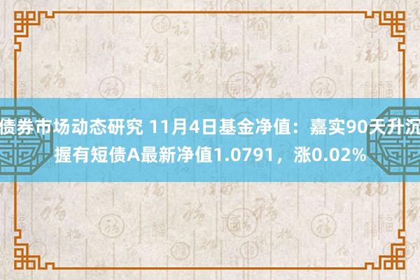 债券市场动态研究 11月4日基金净值：嘉实90天升沉握有短债A最新净值1.0791，涨0.02%