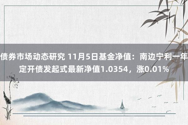 债券市场动态研究 11月5日基金净值：南边宁利一年定开债发起式最新净值1.0354，涨0.01%