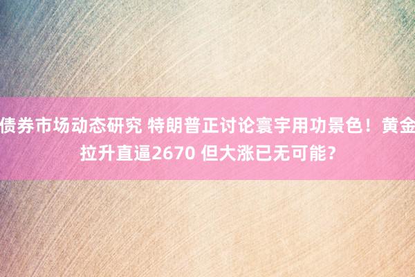 债券市场动态研究 特朗普正讨论寰宇用功景色！黄金拉升直逼2670 但大涨已无可能？