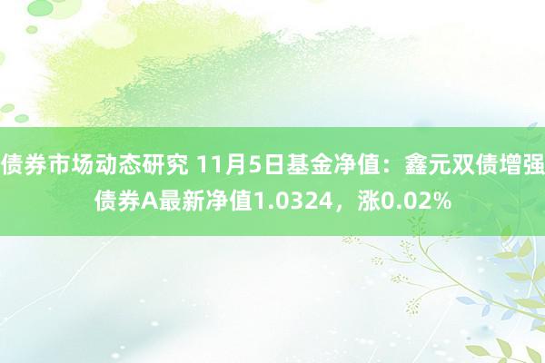 债券市场动态研究 11月5日基金净值：鑫元双债增强债券A最新净值1.0324，涨0.02%