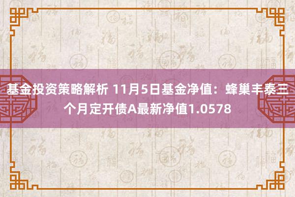 基金投资策略解析 11月5日基金净值：蜂巢丰泰三个月定开债A最新净值1.0578