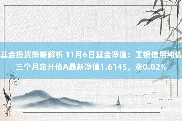 基金投资策略解析 11月6日基金净值：工银信用纯债三个月定开债A最新净值1.6145，涨0.02%