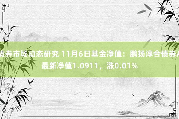 债券市场动态研究 11月6日基金净值：鹏扬淳合债券A最新净值1.0911，涨0.01%