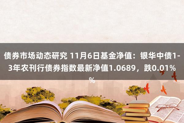 债券市场动态研究 11月6日基金净值：银华中债1-3年农刊行债券指数最新净值1.0689，跌0.01%