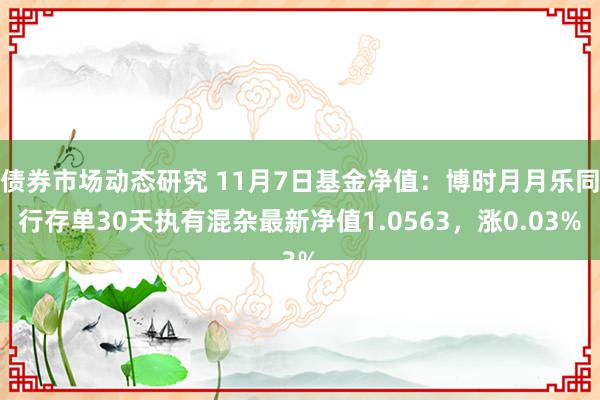 债券市场动态研究 11月7日基金净值：博时月月乐同行存单30天执有混杂最新净值1.0563，涨0.03%